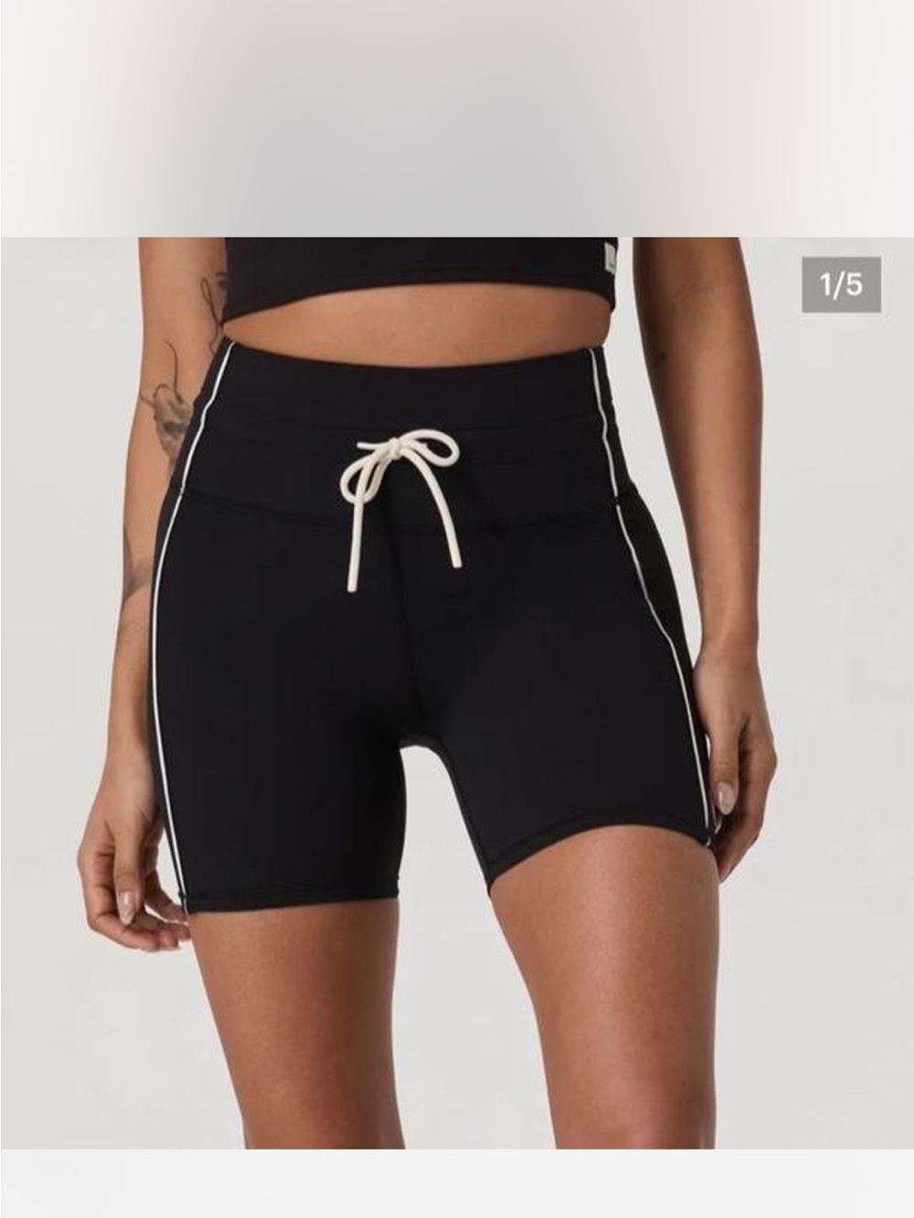 Vuori Black High-Waist Drawstring Active Biker Shorts